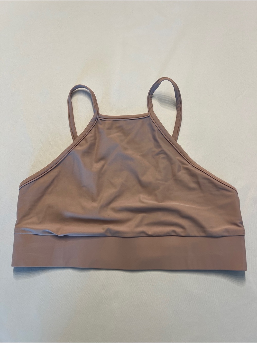 “Fierce+Regal” High-Neck Smooth Support Bralette in Mauve, size 6 (small)